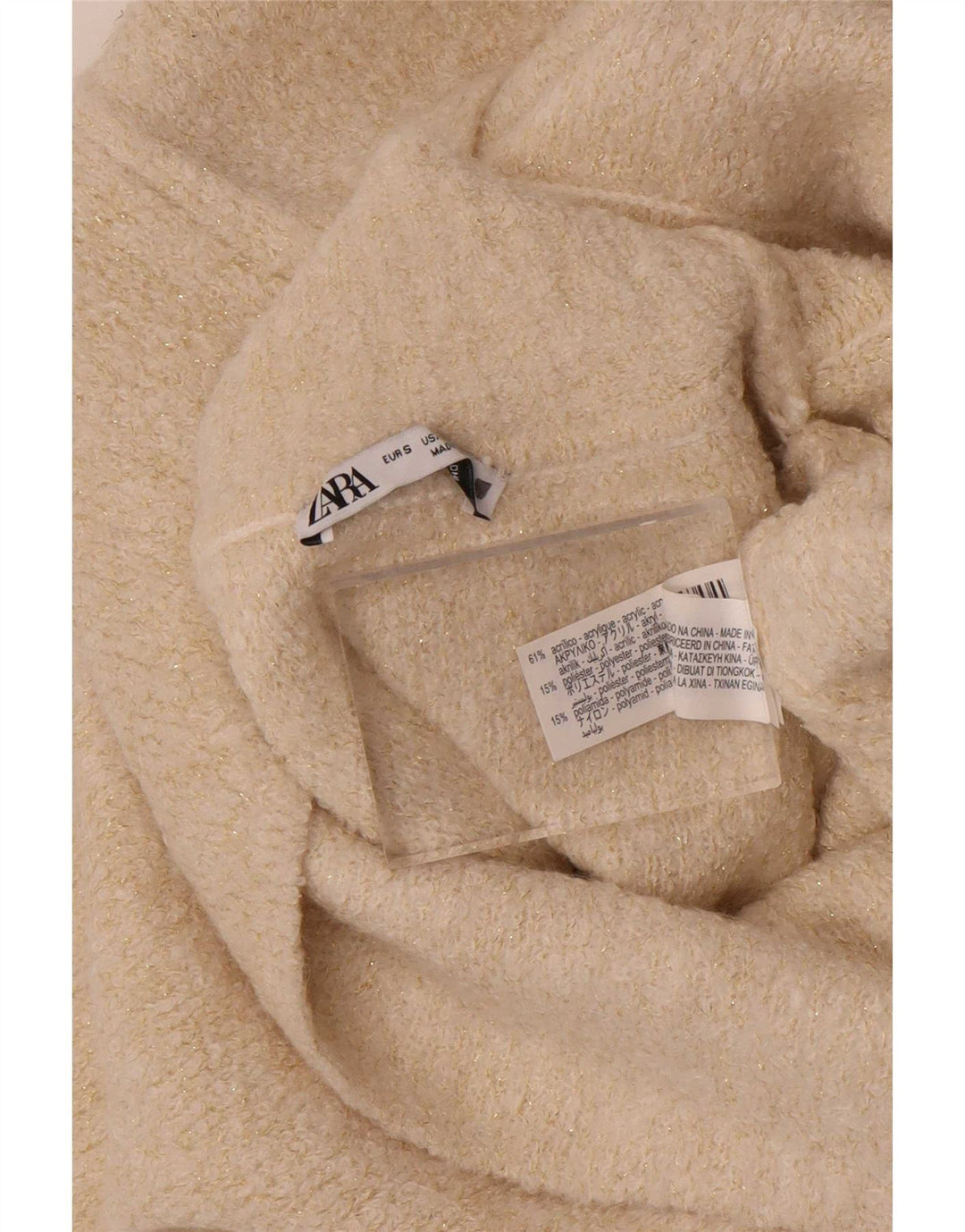 Top cu vestă supradimensionată pentru femei Zara UK 10, mic, alb, acrilic