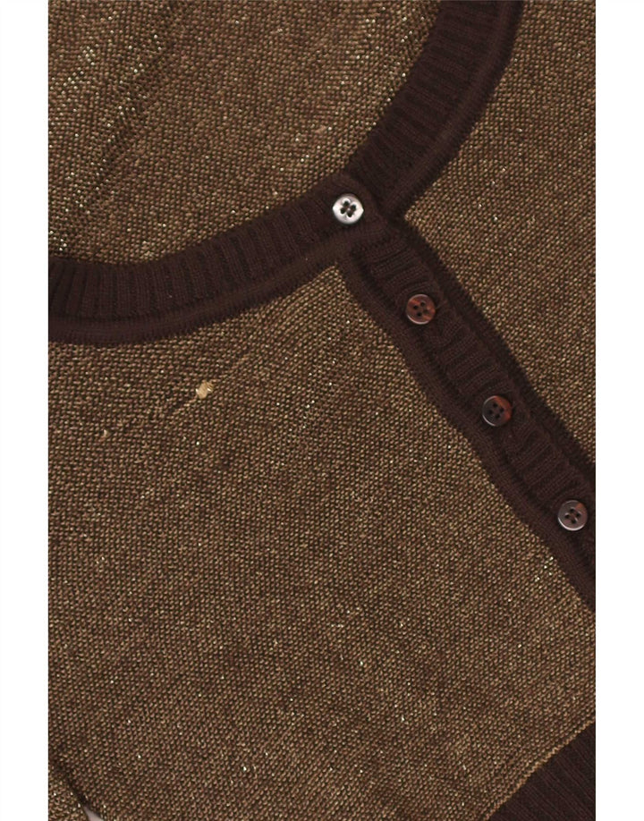 Max & Co. Pulover cardigan crop pentru femei UK 12 Medium Brown Colorblock