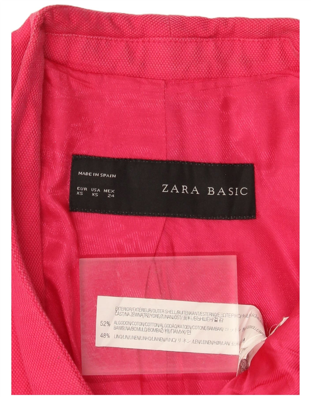 Jachetă pentru femei Zara cu 1 nasture, UK 6 XS, bumbac roz