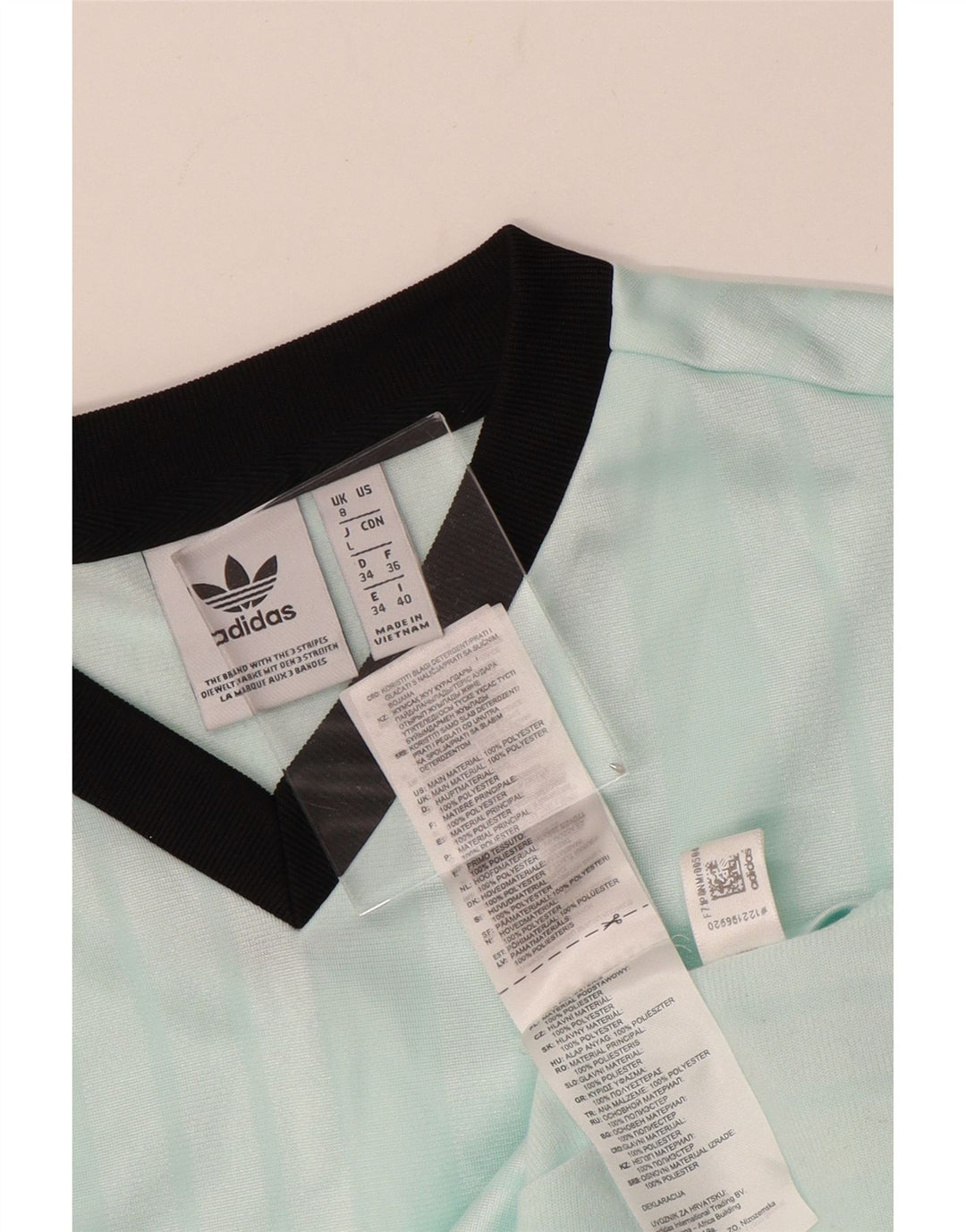 ADIDAS Tricou pentru femei Top UK 8 Small Turcoaz Striped Poliester