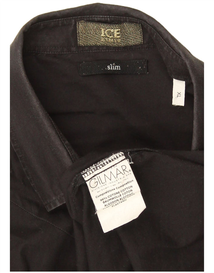 Cămașă Iceberg Slim Fit XL, bumbac negru