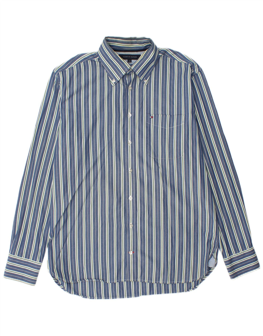 Cămașă Tommy Hilfiger pentru bărbați, bumbac cu dungi albastre medii