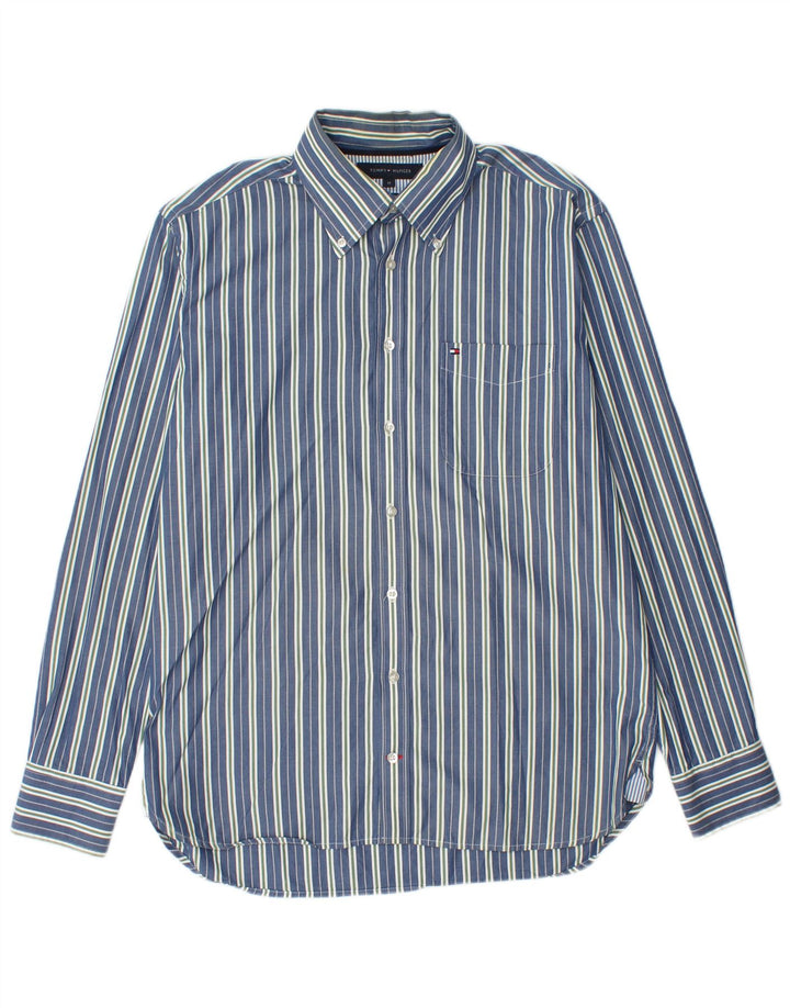 Cămașă Tommy Hilfiger pentru bărbați, bumbac cu dungi albastre medii