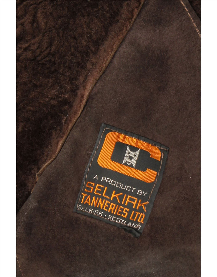 VINTAGE Womens Shearling Coat UK 14 Medium Brown Vintage Vintage and Second-Hand Vintage from Messina Hembry 