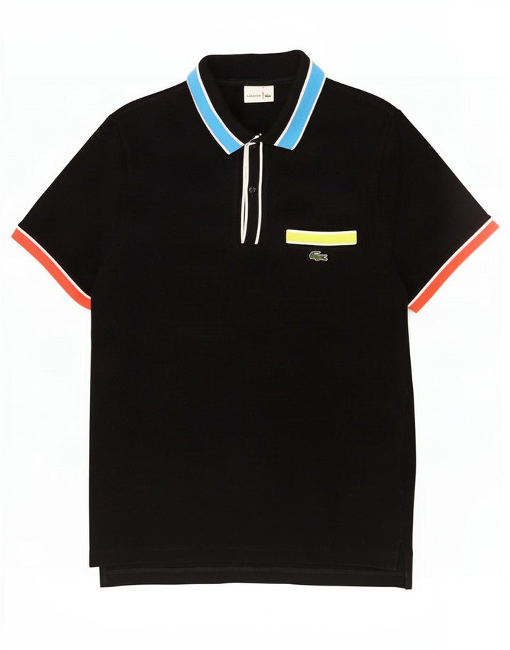 Tricou polo Lacoste pentru bărbați, mărimea 4, mediu negru, bumbac color bloc