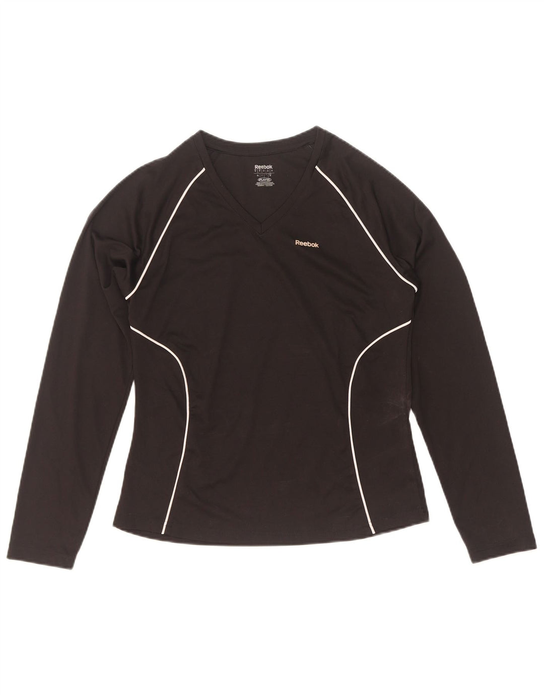 Top pentru femei Reebok cu mânecă lungă UK 12 Medium Black Poliester