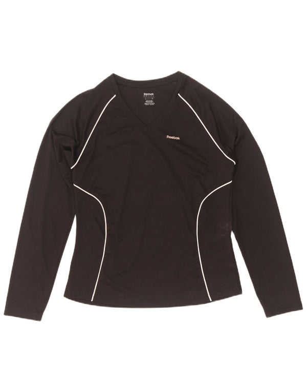 Top pentru femei Reebok cu mânecă lungă UK 12 Medium Black Poliester
