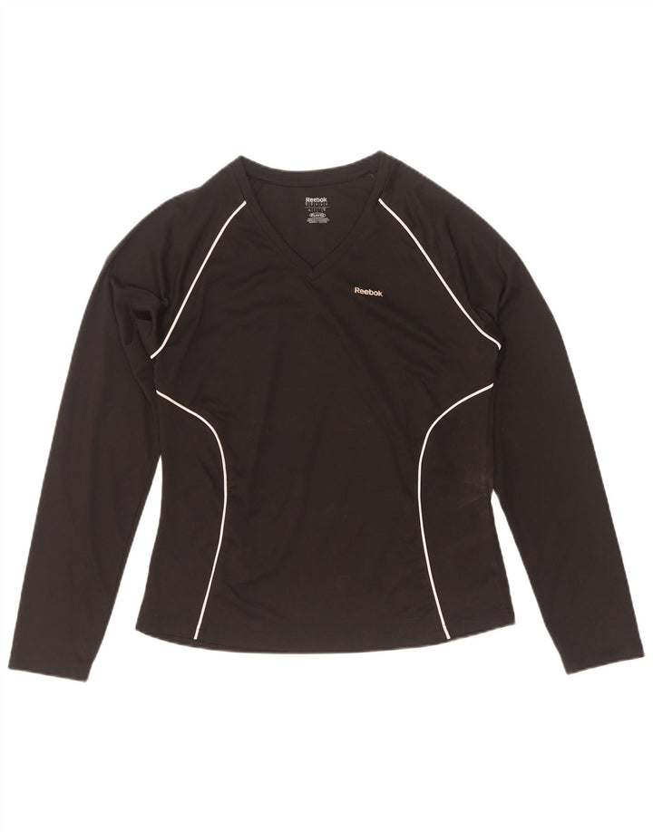 Top pentru femei Reebok cu mânecă lungă UK 12 Medium Black Poliester