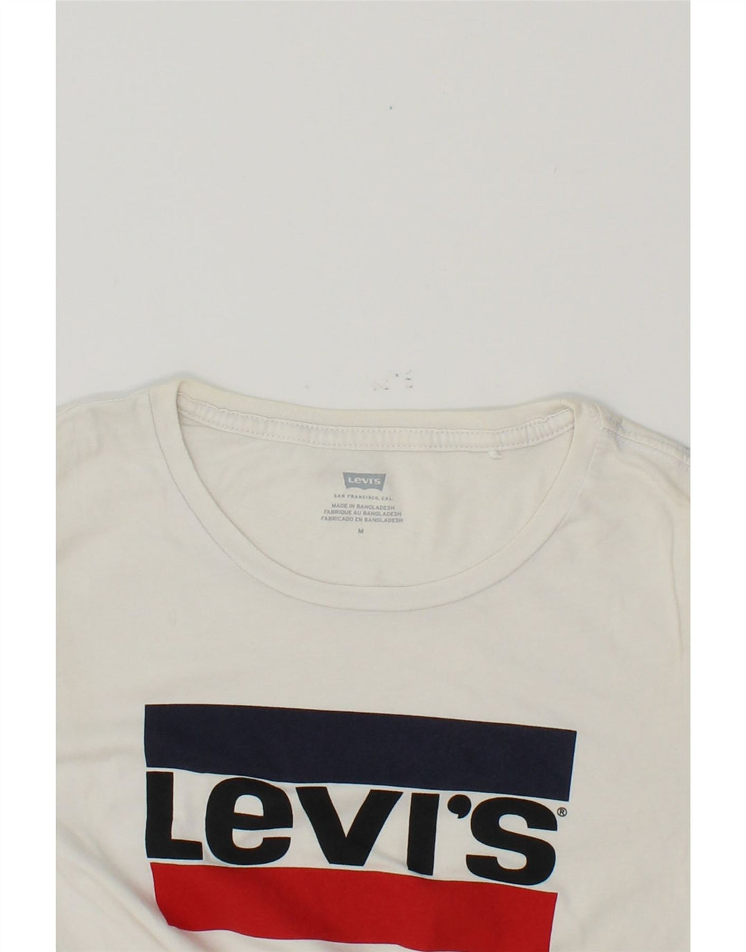 LEVI'S Womens Graphic T-Shirt Top UK 12 Medium White Cotton Vintage Levi's and Second-Hand Levi's from Messina Hembry 