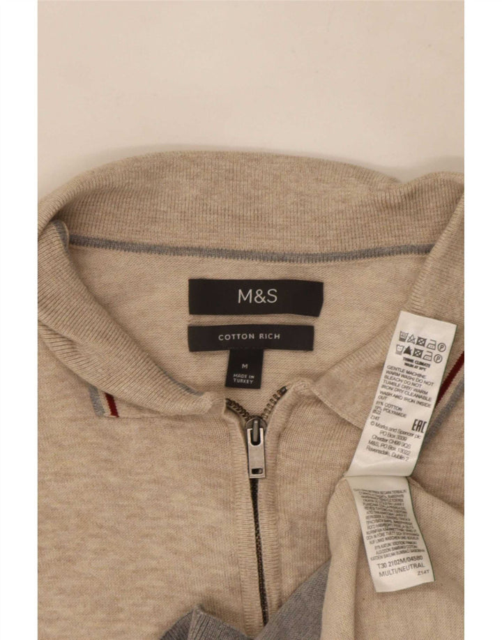 Pulover pentru bărbați Marks & Spencer, cu gât polo, în culoarea bej mediu