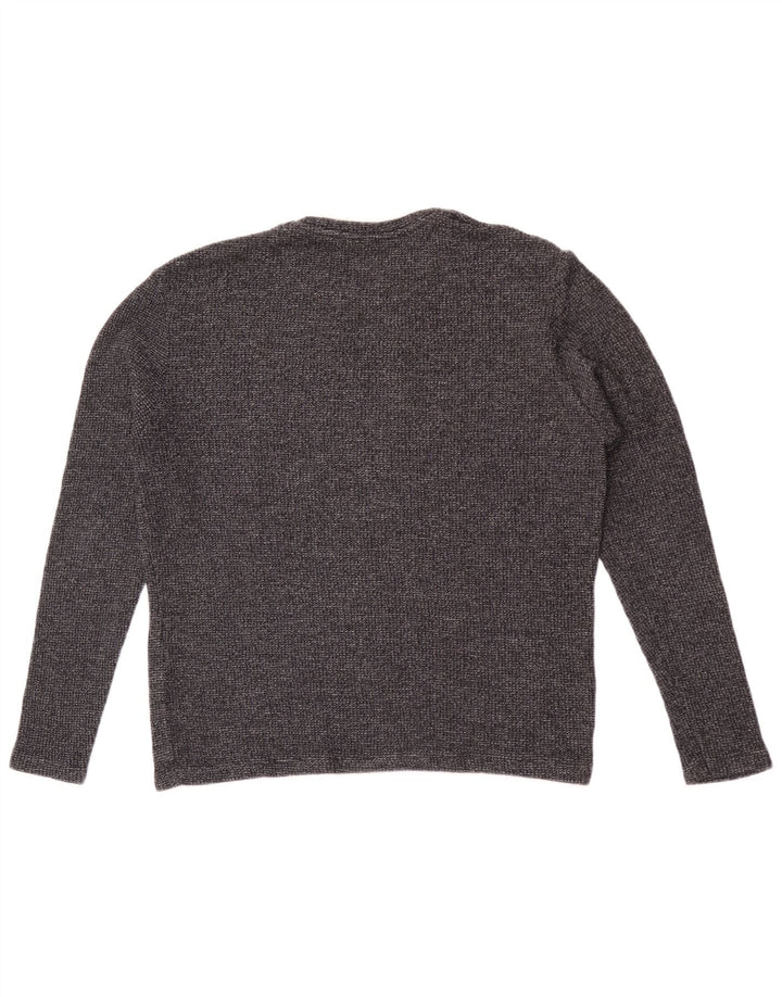 Pulover pentru damă Zara, cu gât roșu, bumbac, gri mediu, UK 14