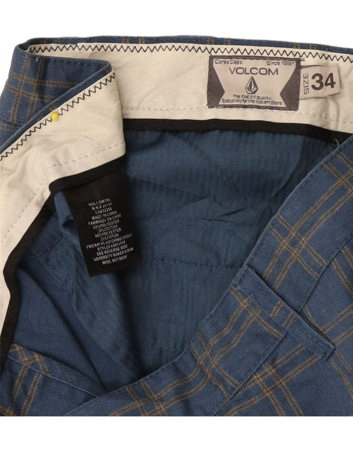 Pantaloni scurți chino pentru bărbați Volcom W34 Large Blue Check Poliester