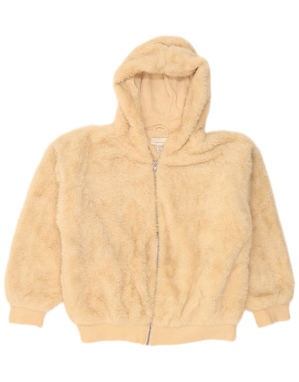 Jachetă din lână supradimensionată cu glugă pentru femei Teddy Bear UK 10 Bej mic