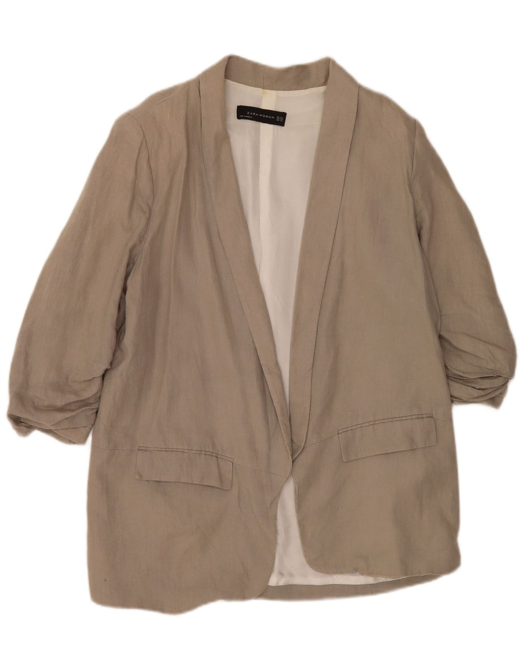 Jachetă pentru femei Zara cu mâneci 3/4 deschise, UK 22 2XL, gri viscoză