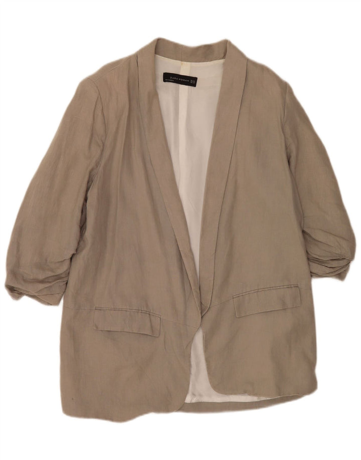 Jachetă pentru femei Zara cu mâneci 3/4 deschise, UK 22 2XL, gri viscoză