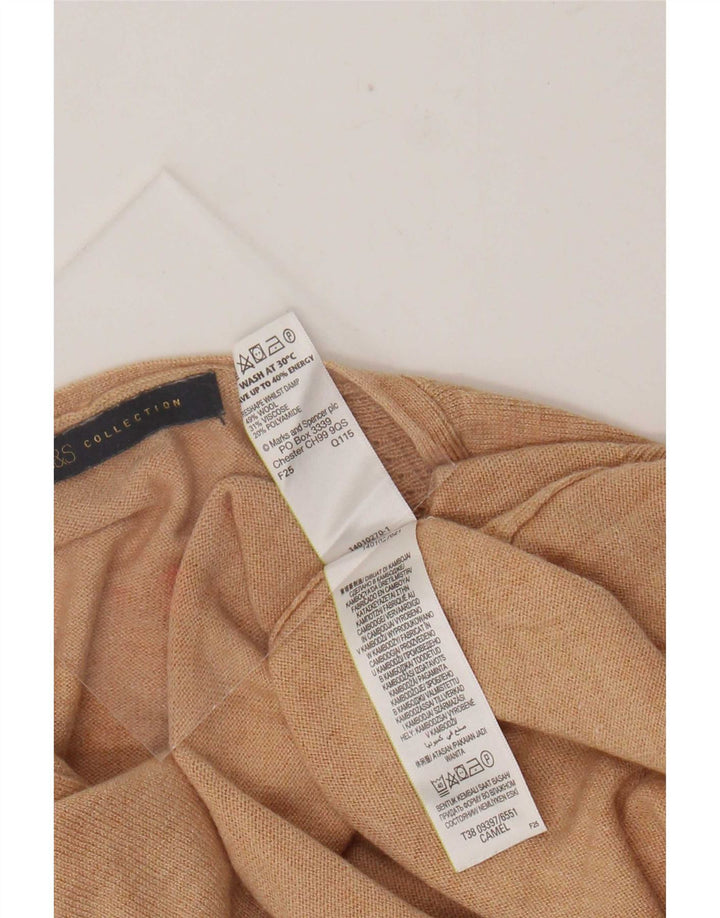 Pulover pentru femei Marks & Spencer cu decolteu în V UK 12 Medium Beige Lână