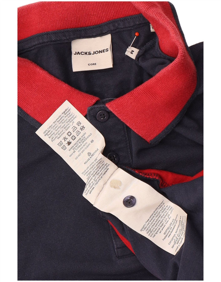 Cămașă polo Jack & Jones pentru bărbați, bumbac color bloc mediu, albastru bleumarin