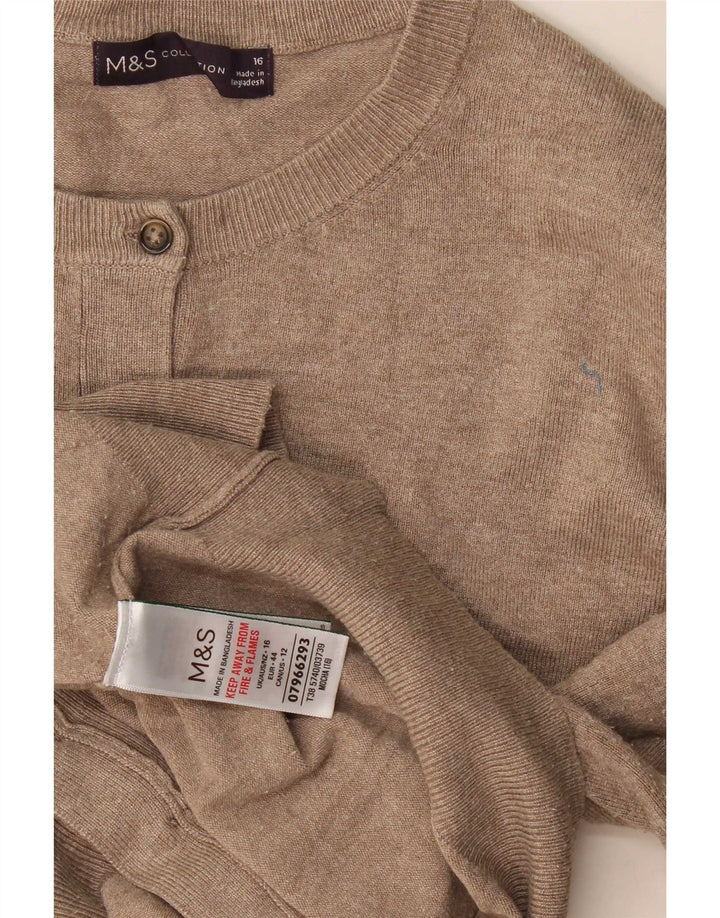 Pulover cardigan pentru femei Marks & Spencer UK 16 mare maro viscoză