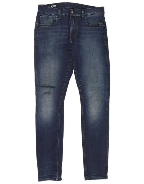 Blugi skinny pentru bărbați G-Star Revend Distressed W33 L34 Bumbac bleumarin