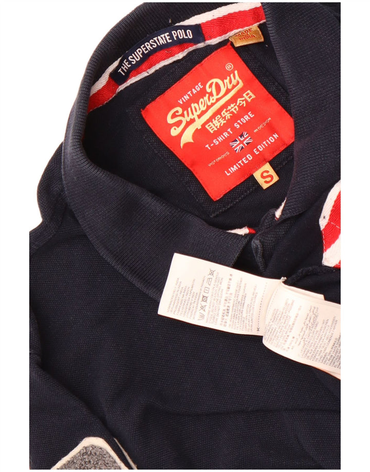 Tricou polo grafic pentru bărbați Superdry, bumbac, albastru bleumarin