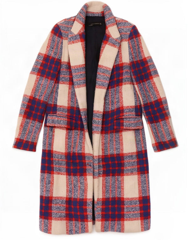 Pardesiu deschis pentru femei Zara UK 10 mic multicolor în carouri acrilic