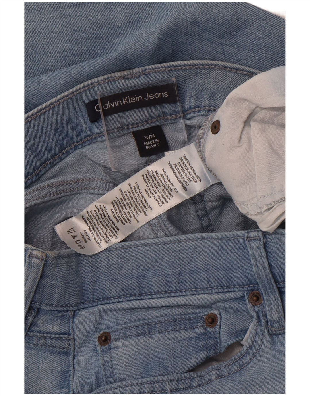 Calvin Klein Blugi Crop Slim pentru femei US 16 Large W33 L26 Blue Bumbac