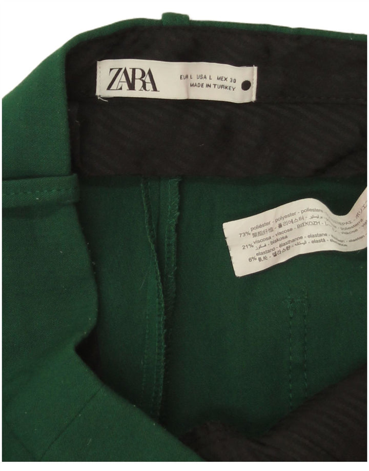 Pantaloni tăiați drepți pentru femei Zara L30 L24 Poliester verde