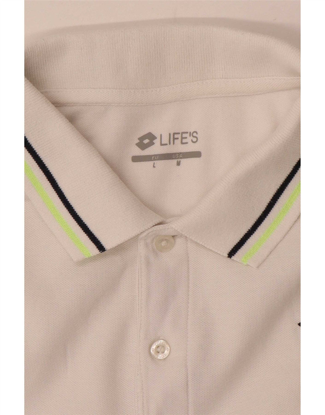 Tricou polo pentru bărbați Lotto în dungi albe medii