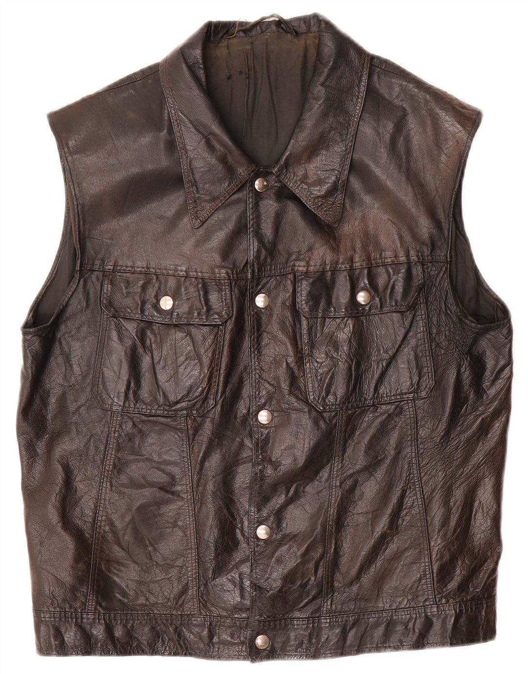 Gilet din piele vintage pentru bărbați UK 38 Medium Black