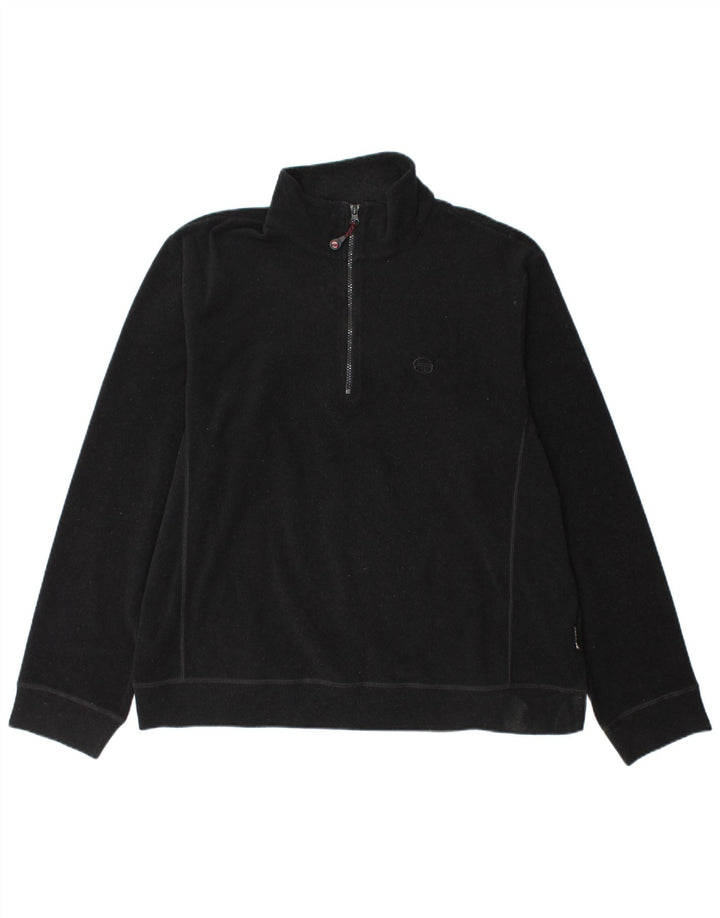 Pulover pentru bărbați Sergio Tacchini, cu fermoar și gât, XL, poliester negru