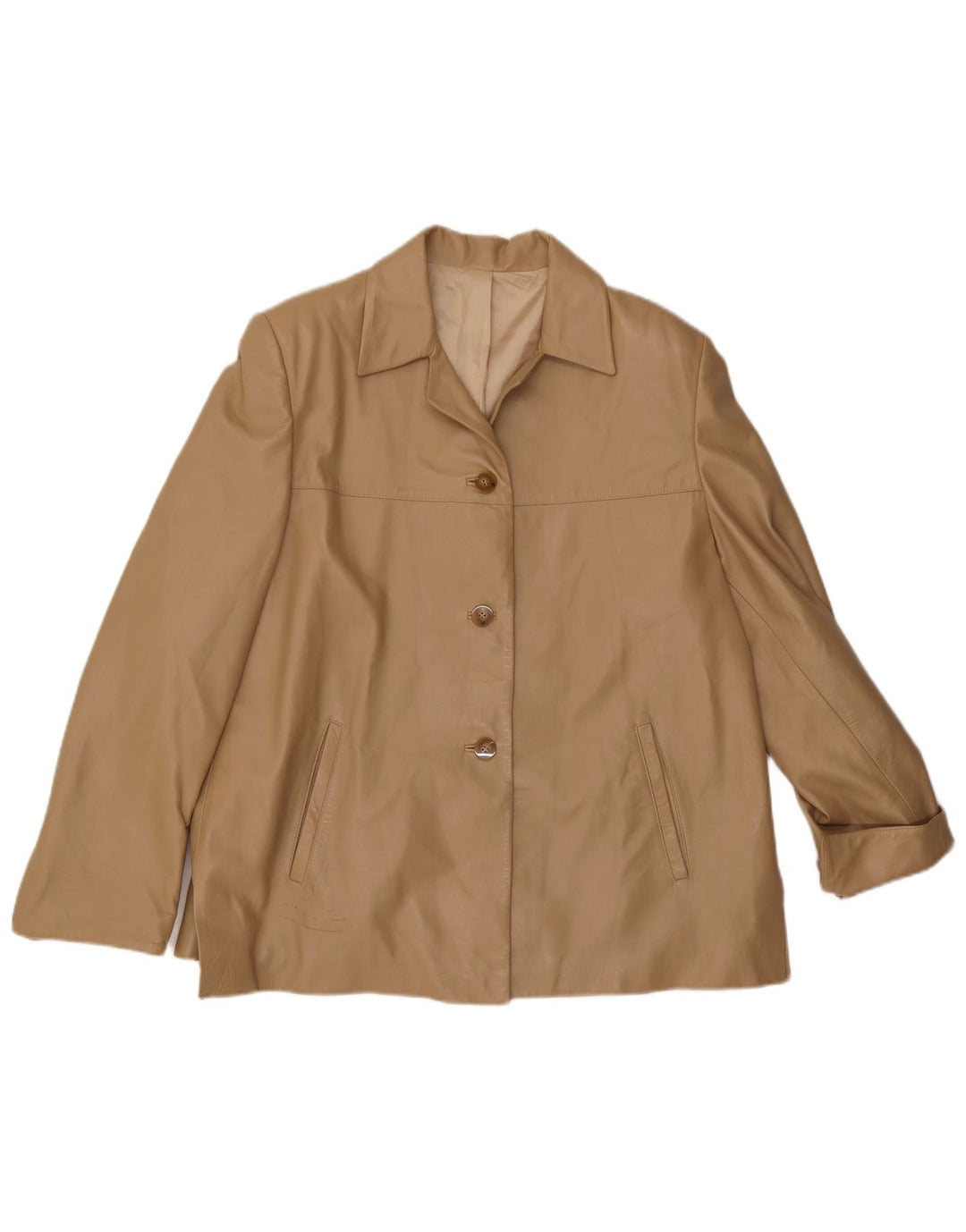 Jachetă de piele vintage pentru femei UK 16 Large Beige