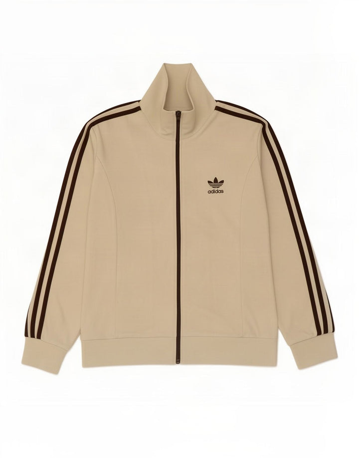 Jachetă de top pentru trening Adidas pentru femei UK 14, bumbac mediu bej