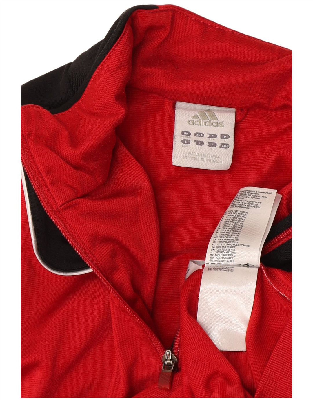 Jachetă de trening Adidas pentru bărbați Marea Britanie 38/40 Poliester Colorblock Roșu Mediu