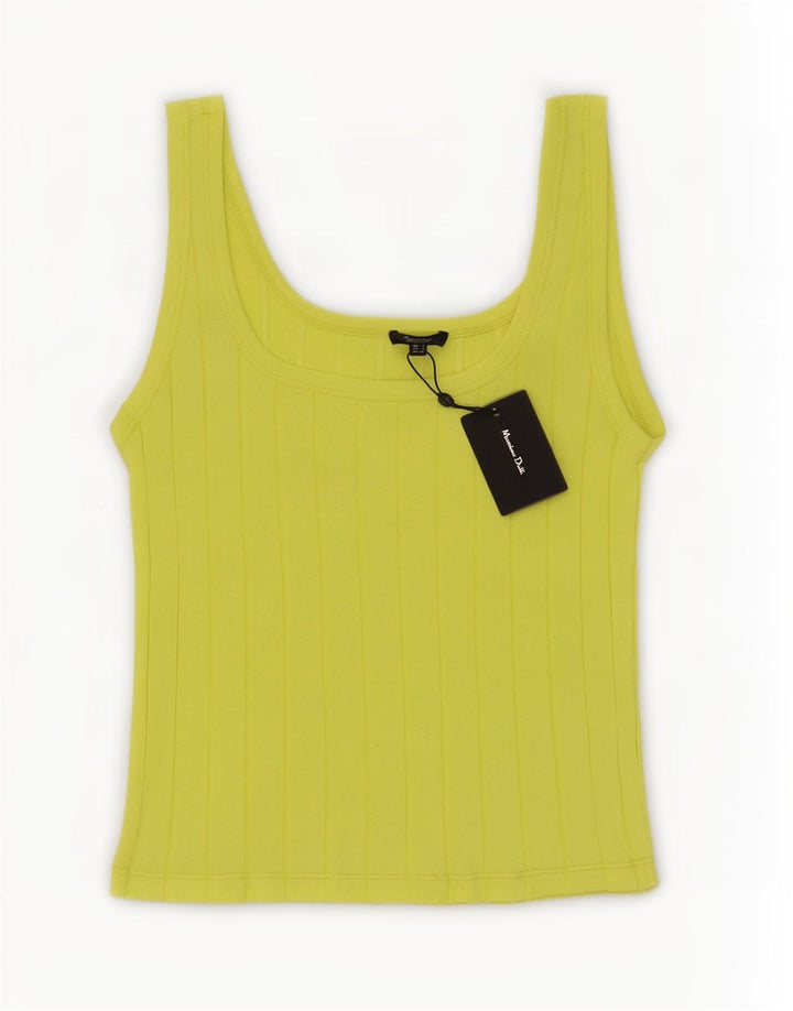 Massimo Dutti Femei Vest Top UK 8 Small Yellow Bumbac