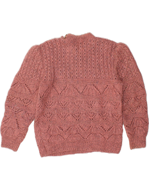 VINTAGE Womens Crew Neck Jumper Sweater UK 12 Medium Pink
