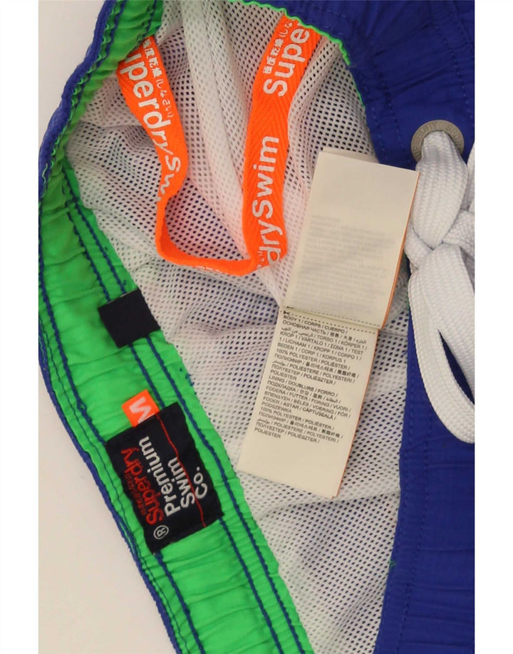 Pantaloni scurți de înot grafic Superdry pentru bărbați, poliester albastru mediu