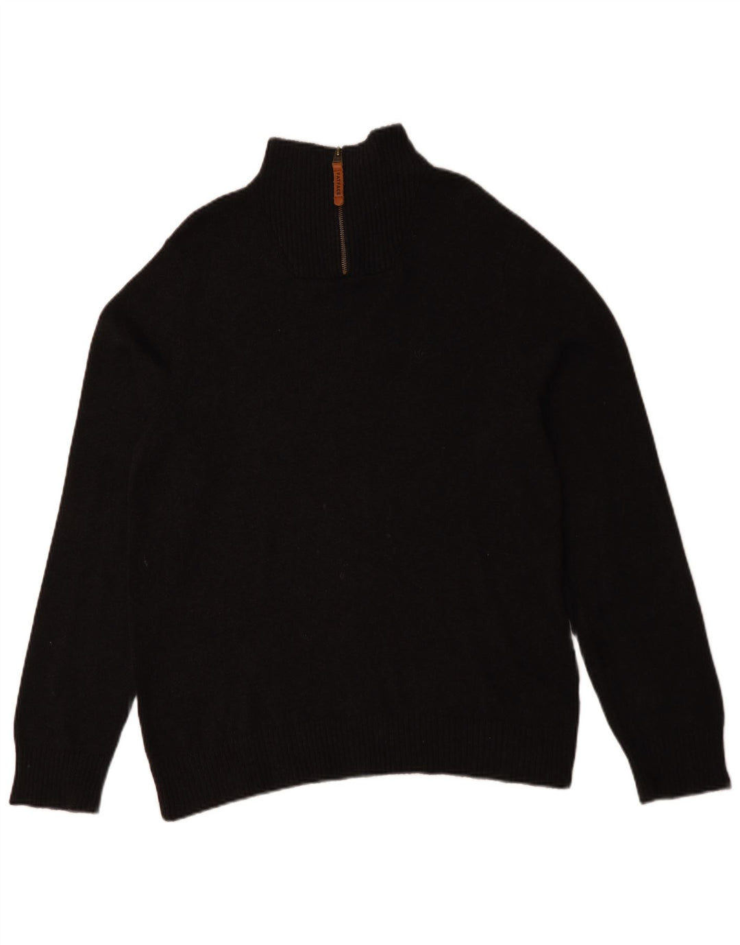 Pulover pentru bărbați Fat Face cu fermoar și gât, bumbac mediu negru