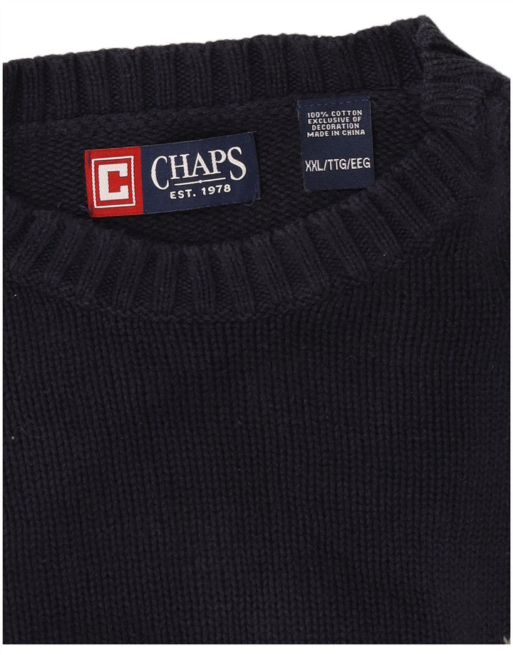 Pulover Chaps pentru bărbați cu decolteu, 2XL, bumbac bleumarin