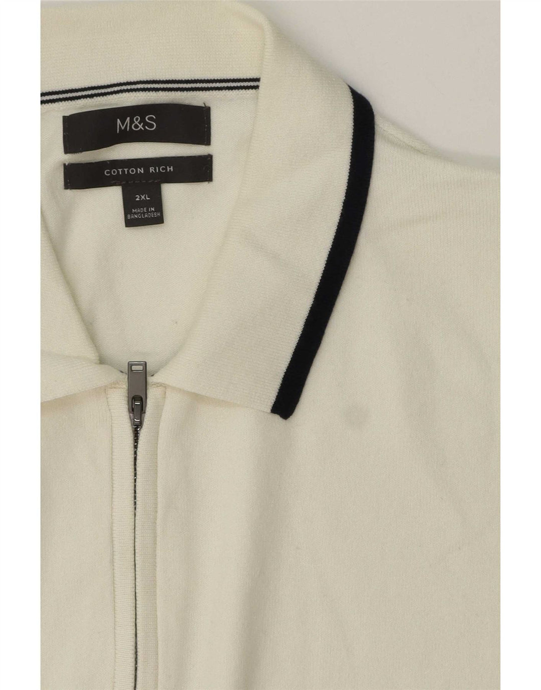 Marks & Spencer Pulover pentru bărbați cu gât polo, 2XL, cu dungi albe