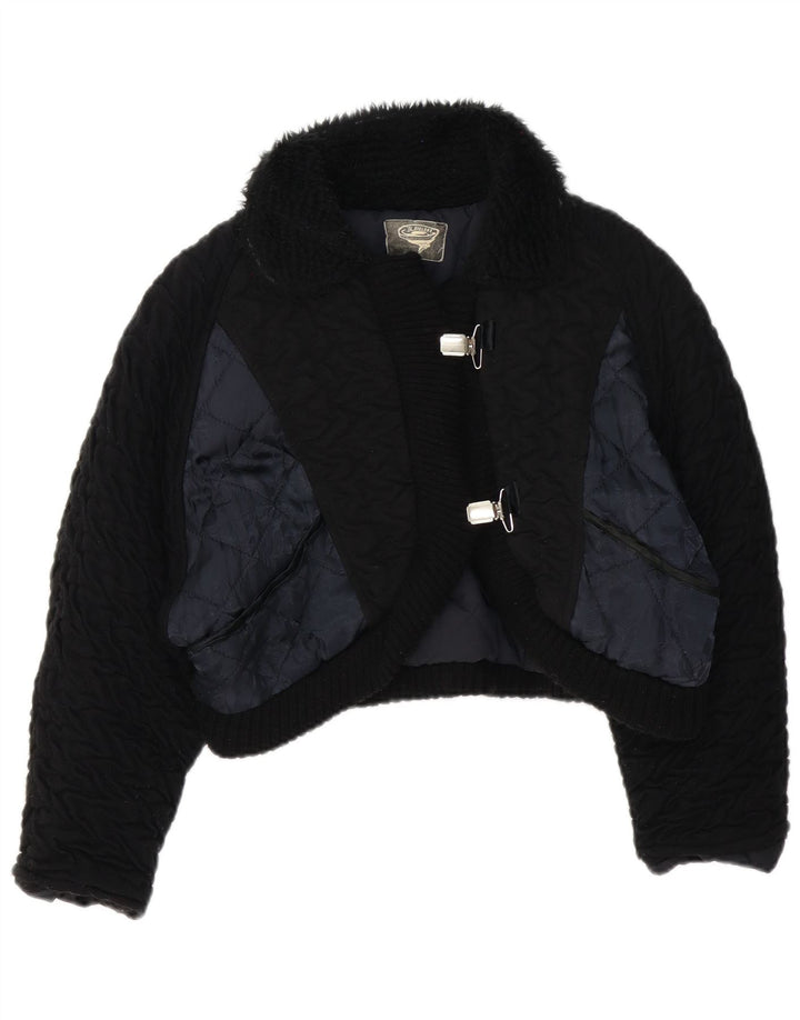 Jachetă Bolero Vintage pentru femei UK 14 Medium Black Colorblock