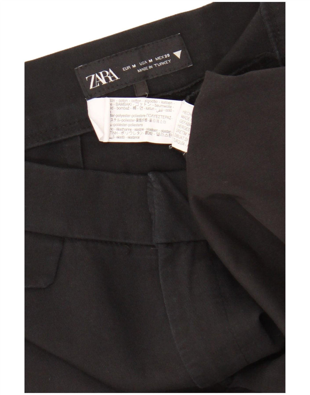 Pantaloni tăiați pentru femei Zara Bootcut Mediu L28 L25 Bumbac negru