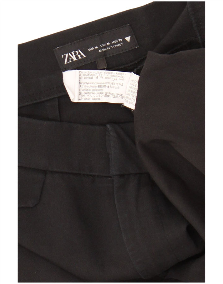 Pantaloni tăiați pentru femei Zara Bootcut Mediu L28 L25 Bumbac negru