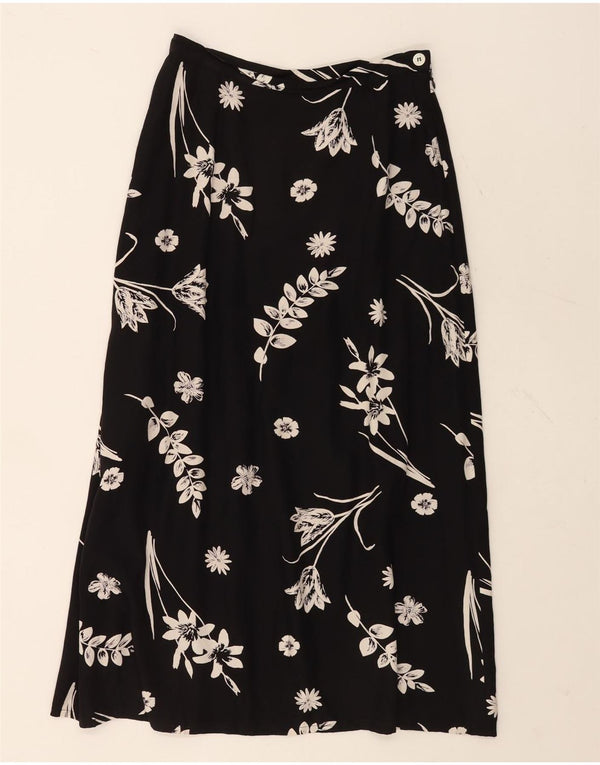Fusta midi pentru femei Laura Ashley UK 12 Medium W26 Negru Floral Viscose