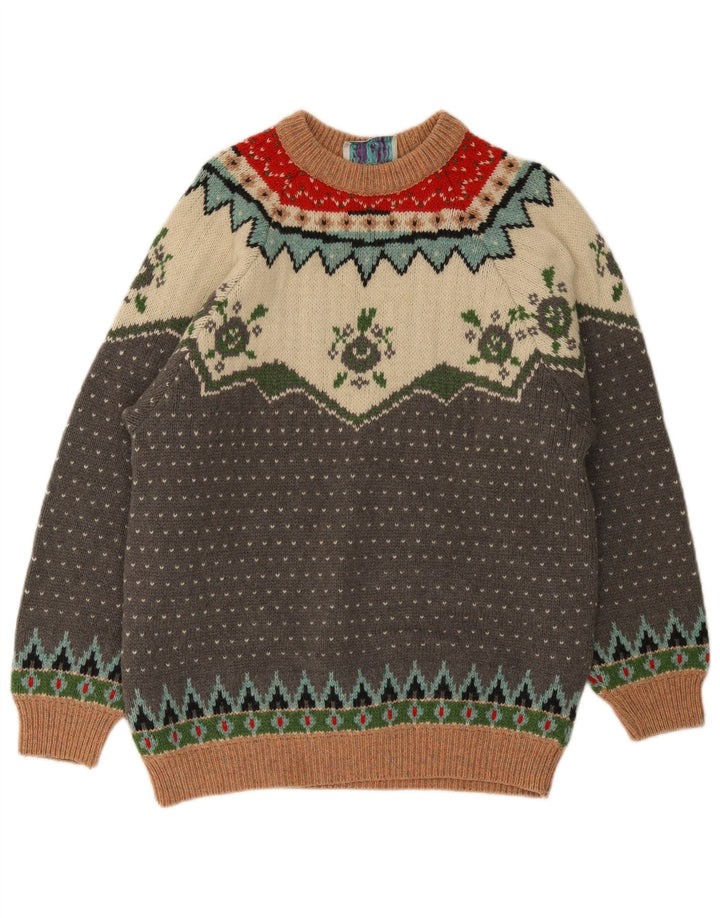 Pulover pentru bărbați cu gât crew Creativity Pulover mare, multicolor, lână Fair Isle