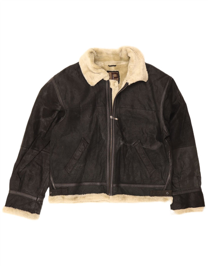Jachetă din shearling pentru bărbați Conbipel UK 42 XL, piele neagră