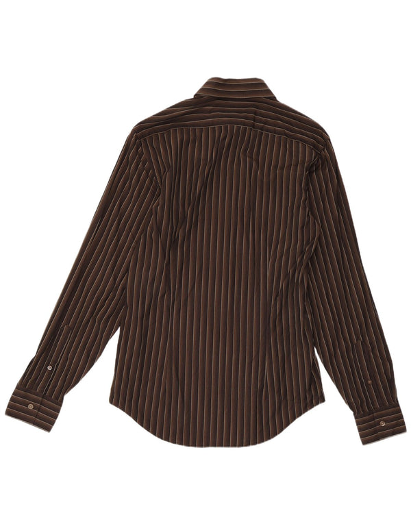 Cămașă pentru bărbați Calvin Klein Slim Fit Mărimea 15 38, bumbac maro mediu cu dungi