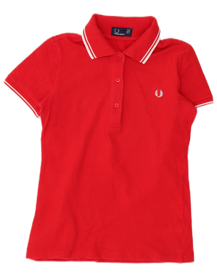 Fred Perry Tricou Polo Femei UK 10 Bumbac Roșu Mic