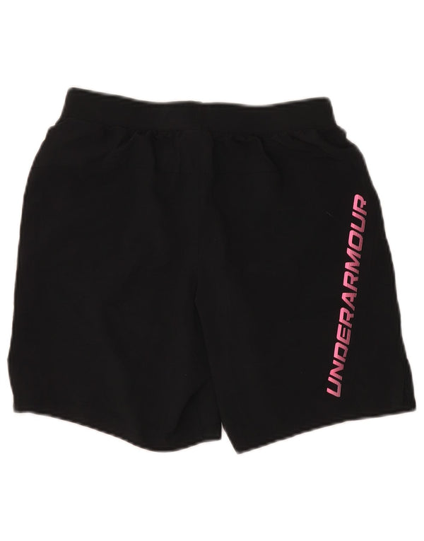 Under Armour Girls Graphic Sport Shorts 11-12 Years Large  Black Polyester
