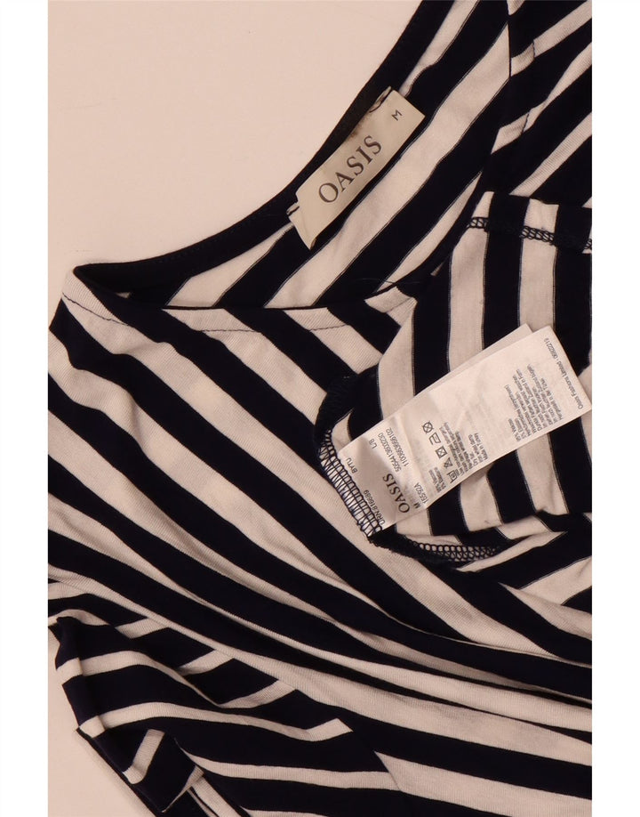 Rochie asimetrică cu cravată în față pentru femei Oasis UK 12 Medium bleumarin în dungi