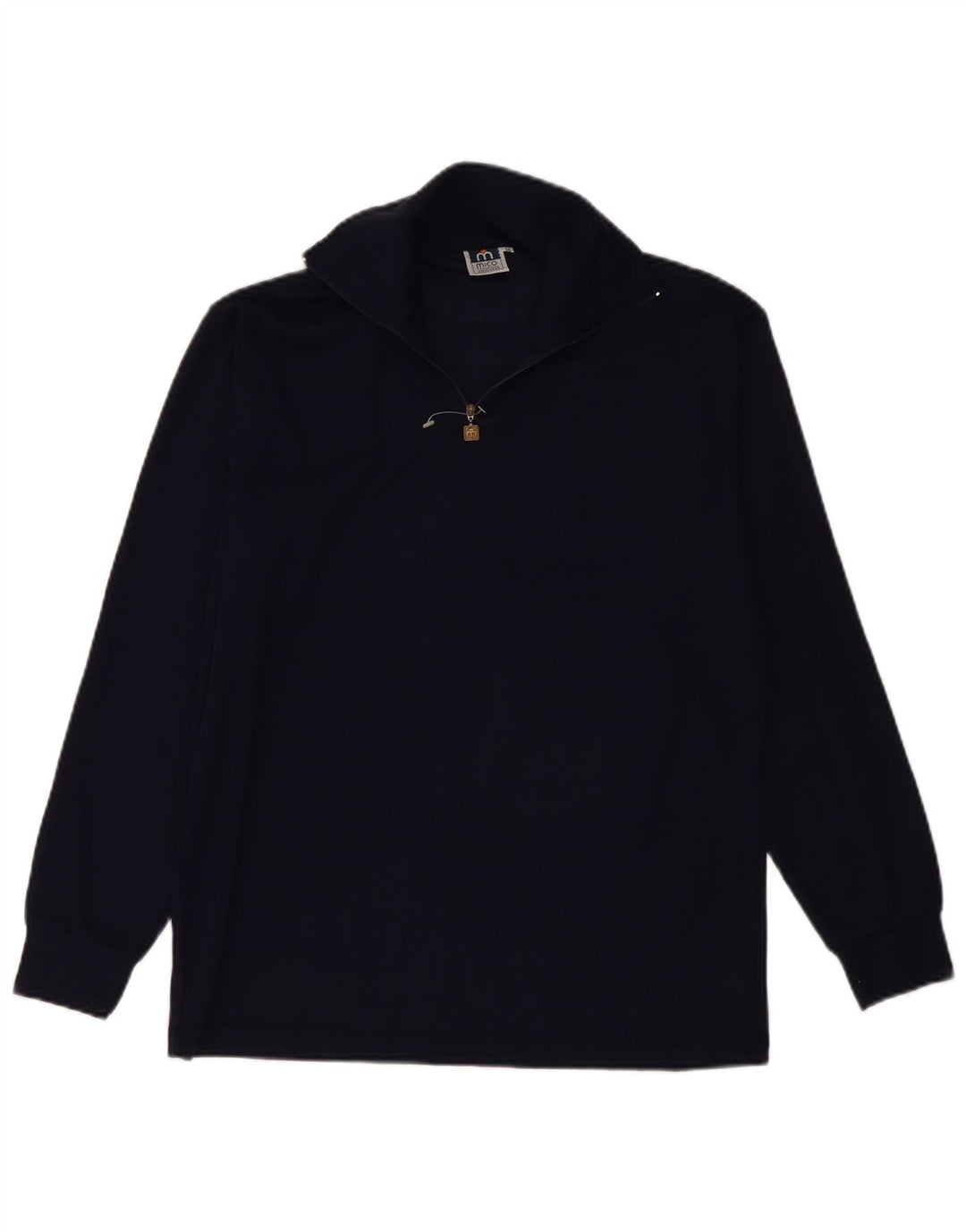 Pulover vintage pentru bărbați, cu fermoar, cu gât, IT 50, lână medie, albastru bleumarin